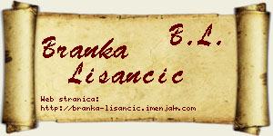Branka Lišančić vizit kartica